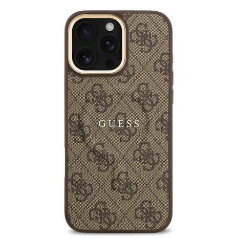 Guess Guess iPhone 16 Pro Max Back cover coque - Magsafe PU Leather - 4G Classic Logo - Gold Edge - Marron Guess Guess iPhone 16 Pro Max Back cover coque - Magsafe PU Leather - 4G Classic Logo - Gold Edge - Marron