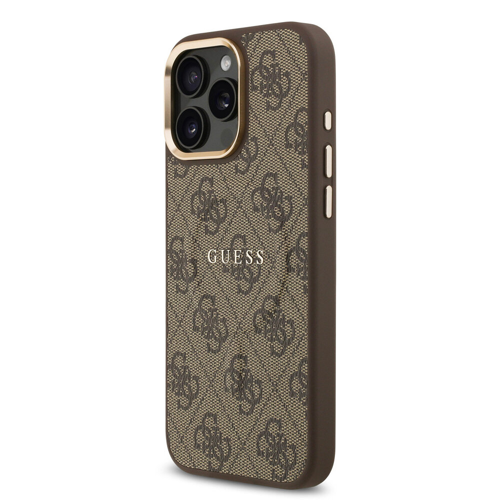 Guess Guess iPhone 16 Pro Max Back cover coque - Magsafe PU Leather - 4G Classic Logo - Gold Edge - Marron Guess Guess iPhone 16 Pro Max Back cover coque - Magsafe PU Leather - 4G Classic Logo - Gold Edge - Marron