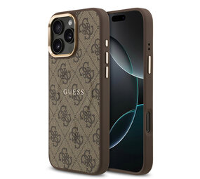 Guess Guess iPhone 16 Pro Max Back cover coque - Magsafe PU Leather - 4G Classic Logo - Gold Edge - Marron Guess Guess iPhone 16 Pro Max Back cover coque - Magsafe PU Leather - 4G Classic Logo - Gold Edge - Marron
