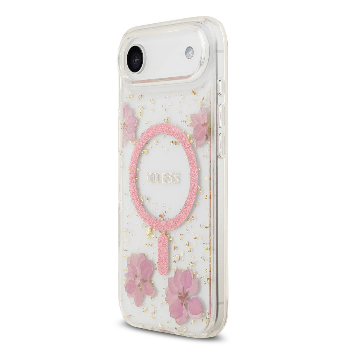 Guess Guess iPhone 17 Air Backcover hoesje - Magsafe - Resin Flowers Design - Roze, foto 2 van 6