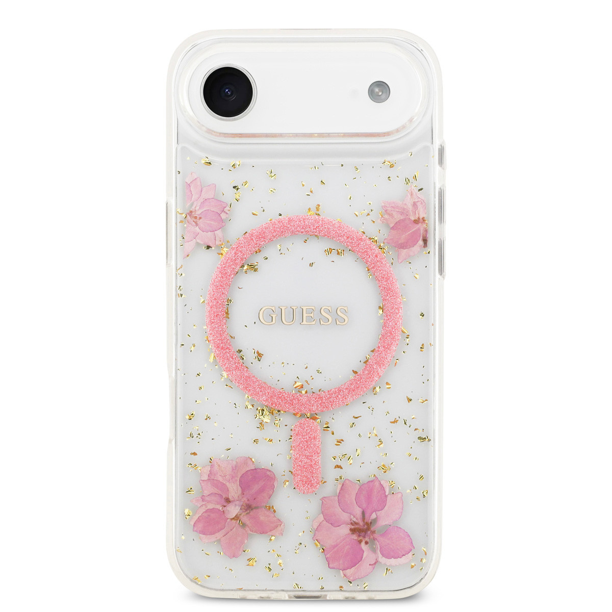Guess Guess iPhone 17 Air Backcover hoesje - Magsafe - Resin Flowers Design - Roze, foto 3 van 6
