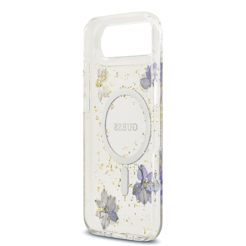 Guess Guess iPhone 17 Air Back cover case - Magsafe - Resin Flowers Design - Purple Guess Guess iPhone 17 Air Back cover case - Magsafe - Resin Flowers Design - Purple