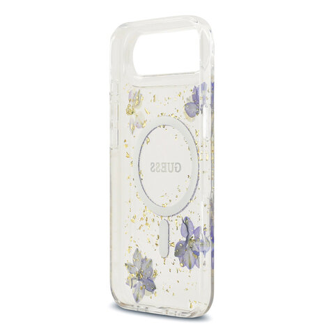 Guess Guess iPhone 17 Air Backcover hoesje - Magsafe - Resin Flowers Design - Paars