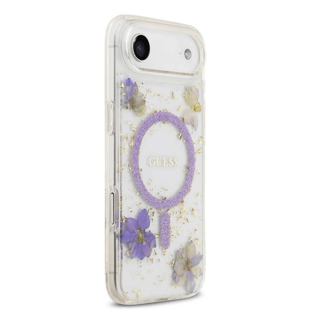 Guess Guess iPhone 17 Air Back cover case - Magsafe - Resin Flowers Design - Purple Guess Guess iPhone 17 Air Back cover case - Magsafe - Resin Flowers Design - Purple