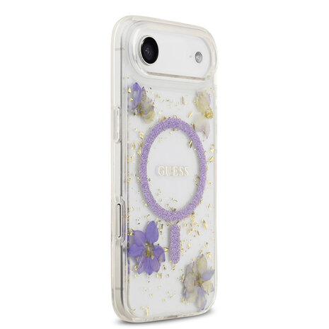 Guess Guess iPhone 17 Air Backcover hoesje - Magsafe - Resin Flowers Design - Paars