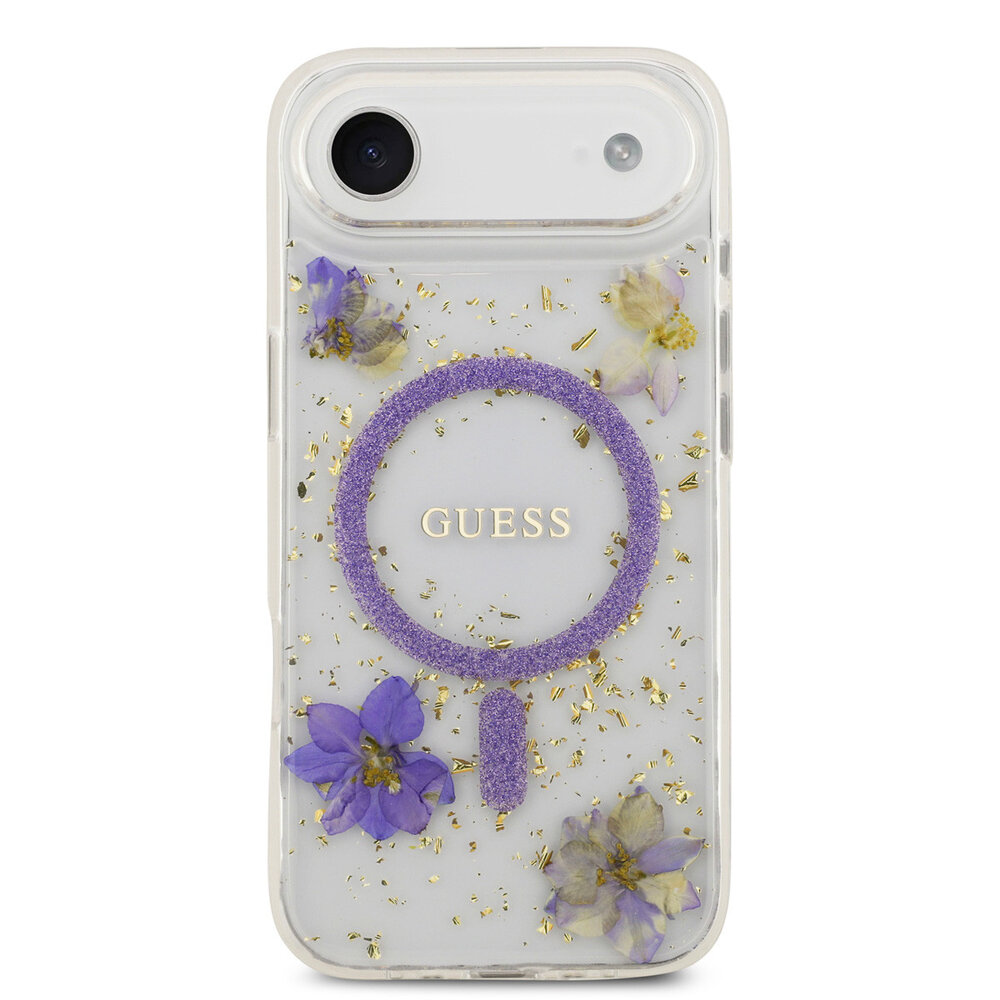 Guess Guess iPhone 17 Air Backcover hoesje - Magsafe - Resin Flowers Design - Paars