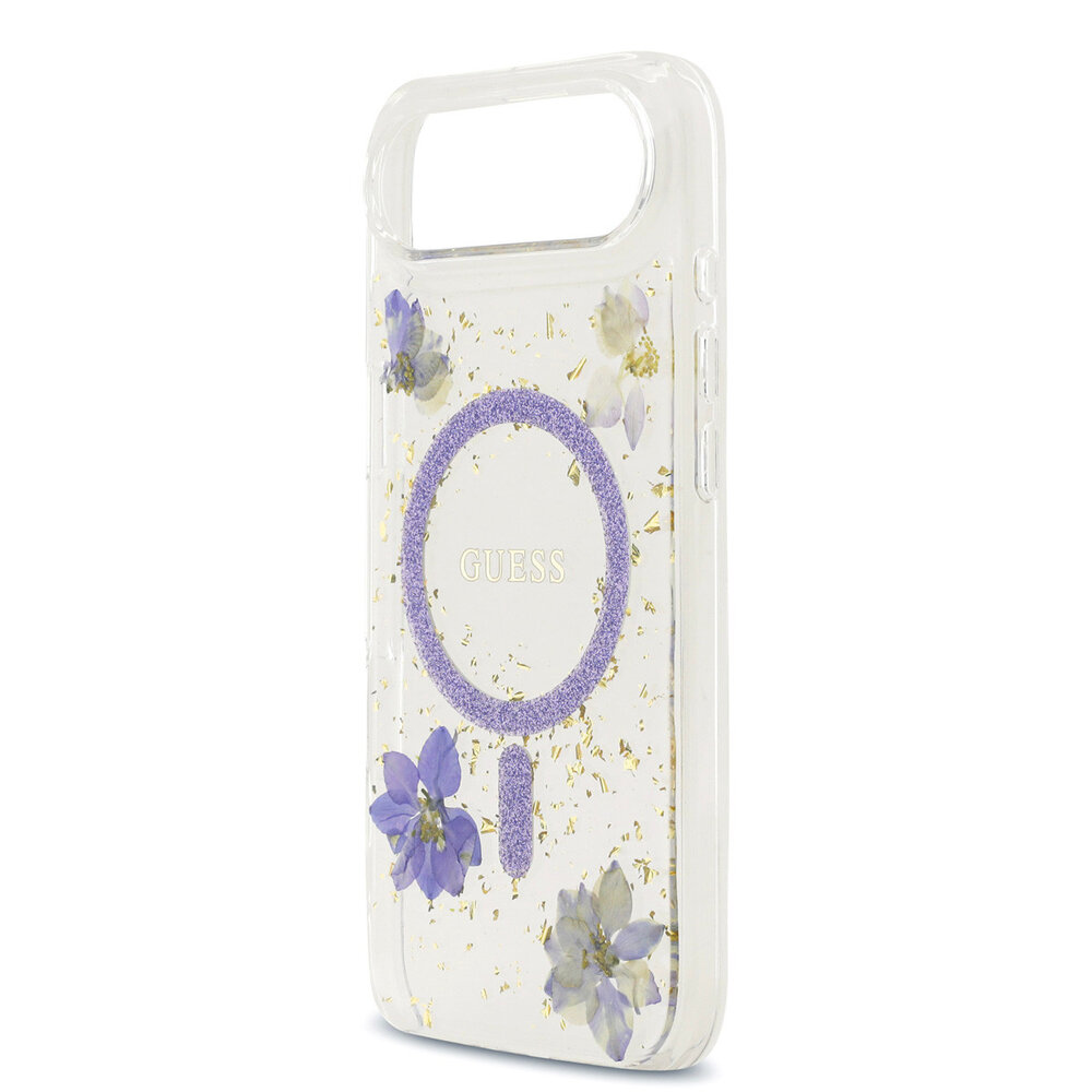 Guess Guess iPhone 17 Air Backcover hoesje - Magsafe - Resin Flowers Design - Paars