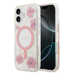 Guess iPhone 17 Back cover coque - Magsafe - Resin Flowers Design - Rose