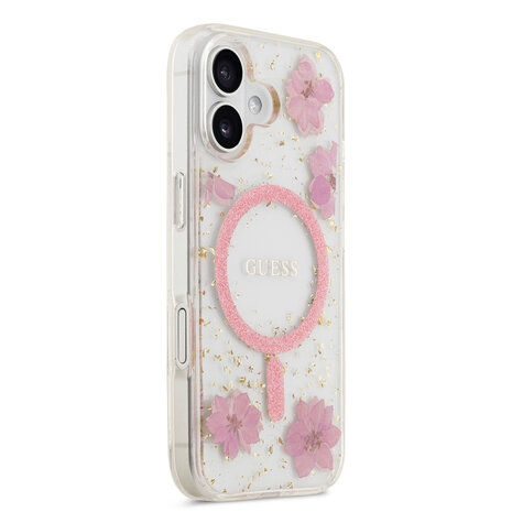 Guess Guess iPhone 17 Back cover case - Magsafe - Resin Flowers Design - Pink Guess Guess iPhone 17 Back cover case - Magsafe - Resin Flowers Design - Pink