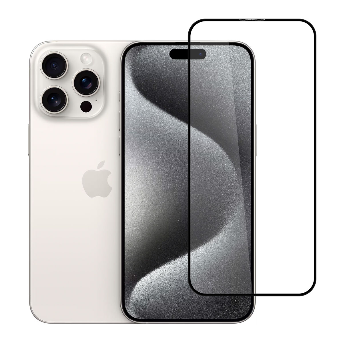 TUNIQ box of 10 - TUNIQ iPhone 15 Pro Max 10D Full Coverage Screenprotector - Zwarte Rand