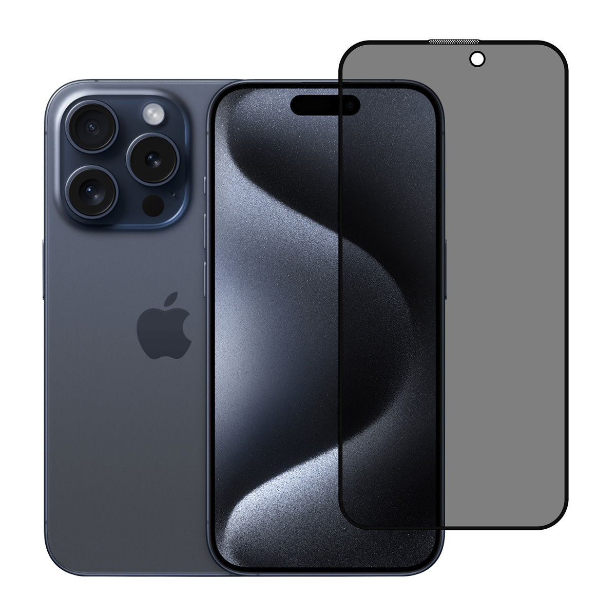 1 ks - TUNIQ iPhone 15 Pro Screenprotector - Privacy Glass - Zwart*