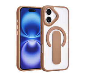 TUNIQ TUNIQ iPhone 16 Back-Cover hul - Built-in Ring Stand - Antishock - Gold TUNIQ TUNIQ iPhone 16 Back-Cover hul - Built-in Ring Stand - Antishock - Gold