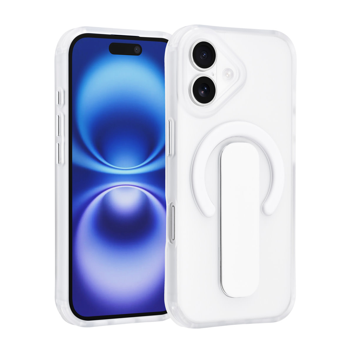 TUNIQ TUNIQ iPhone 16 Backcover hoesje - Built-in Ring Stand - Antishock - Zilver