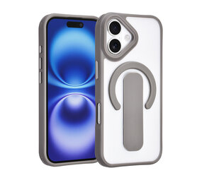 TUNIQ TUNIQ iPhone 16 Back cover coque - Built-in Ring Stand - Antishock - Gris TUNIQ TUNIQ iPhone 16 Back cover coque - Built-in Ring Stand - Antishock - Gris