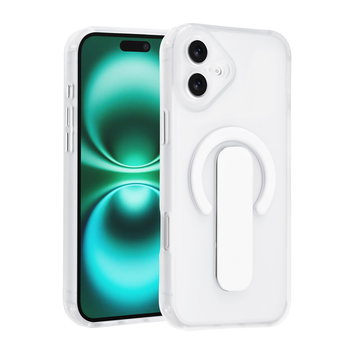 TUNIQ TUNIQ iPhone 16 Plus Backcover hoesje - Built-in Ring Stand - Antishock - Zilver