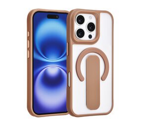 TUNIQ TUNIQ iPhone 16 Pro Backcover hoesje - Built-in Ring Stand - Antishock - Goud TUNIQ TUNIQ iPhone 16 Pro Backcover hoesje - Built-in Ring Stand - Antishock - Goud