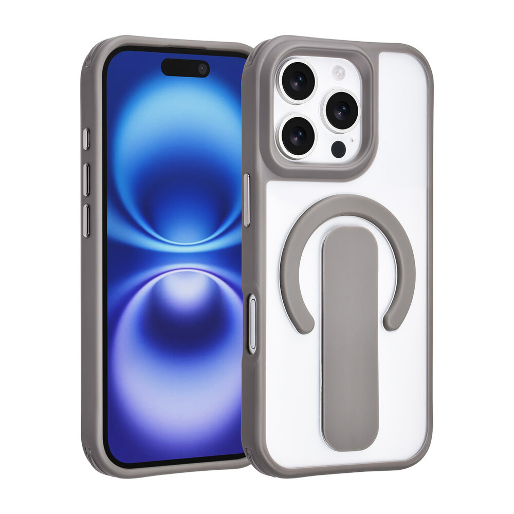 TUNIQ TUNIQ iPhone 16 Pro Back cover coque - Built-in Ring Stand - Antishock - Gris TUNIQ TUNIQ iPhone 16 Pro Back cover coque - Built-in Ring Stand - Antishock - Gris