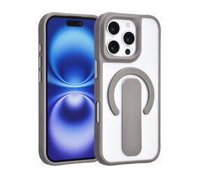 TUNIQ TUNIQ iPhone 16 Pro Backcover hoesje - Built-in Ring Stand - Antishock - Grijs TUNIQ TUNIQ iPhone 16 Pro Backcover hoesje - Built-in Ring Stand - Antishock - Grijs