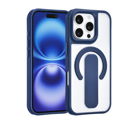 TUNIQ TUNIQ iPhone 16 Pro Backcover hoesje - Built-in Ring Stand - Antishock - Blauw TUNIQ TUNIQ iPhone 16 Pro Backcover hoesje - Built-in Ring Stand - Antishock - Blauw