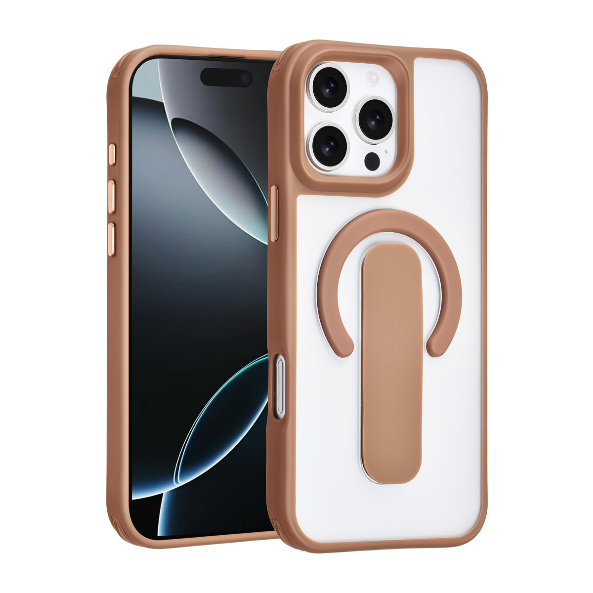 TUNIQ TUNIQ iPhone 16 Pro Max Backcover hoesje - Built-in Ring Stand - Antishock - Goud