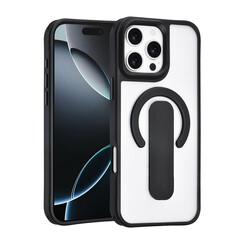 TUNIQ iPhone 16 Pro Max Back-Cover hul - Built-in Ring Stand - Antishock - Schwarz