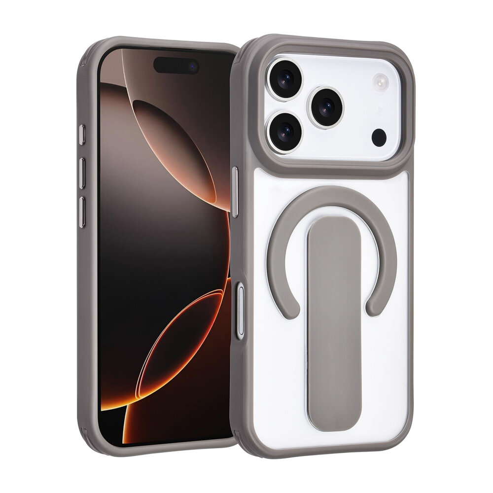 TUNIQ TUNIQ iPhone 17 Pro Back cover case - Built-in Ring Stand - Antishock - Grey TUNIQ TUNIQ iPhone 17 Pro Back cover case - Built-in Ring Stand - Antishock - Grey