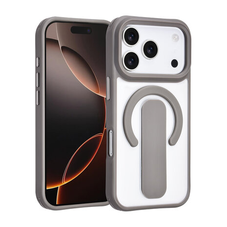 TUNIQ TUNIQ iPhone 17 Pro Back cover coque - Built-in Ring Stand - Antishock - Gris TUNIQ TUNIQ iPhone 17 Pro Back cover coque - Built-in Ring Stand - Antishock - Gris