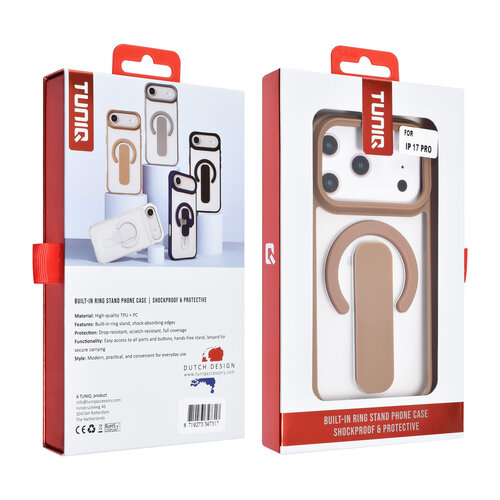 TUNIQ TUNIQ iPhone 17 Pro/iPhone 18 Pro Coque arrière Support anneau intégré Antichoc - Doré