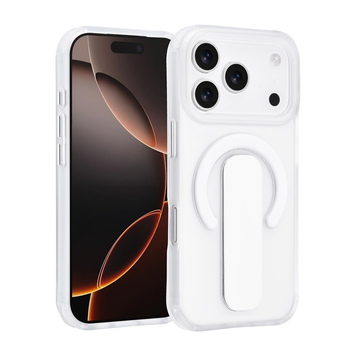 TUNIQ TUNIQ iPhone 17 Pro Backcover hoesje - Built-in Ring Stand - Antishock - Zilver