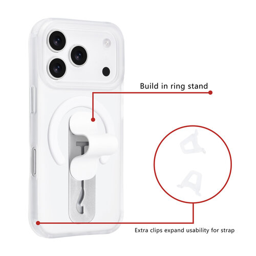 TUNIQ TUNIQ iPhone 17 Pro/iPhone 18 Pro Coque arrière Support anneau intégré Antichoc - Argenté