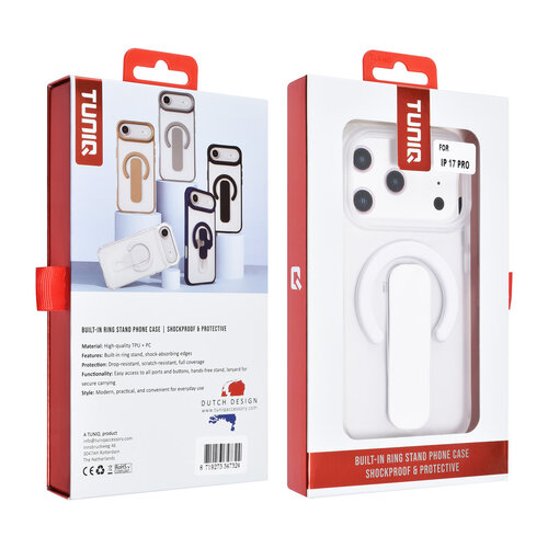 TUNIQ TUNIQ iPhone 17 Pro/iPhone 18 Pro Coque arrière Support anneau intégré Antichoc - Argenté