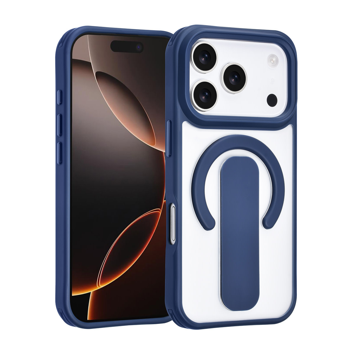 TUNIQ TUNIQ iPhone 17 Pro Backcover hoesje - Built-in Ring Stand - Antishock - Blauw