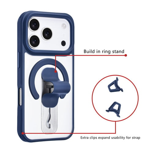 TUNIQ TUNIQ iPhone 17 Pro/iPhone 18 Pro Handyhülle Integrierter Ringständer Stoßfest - Blau