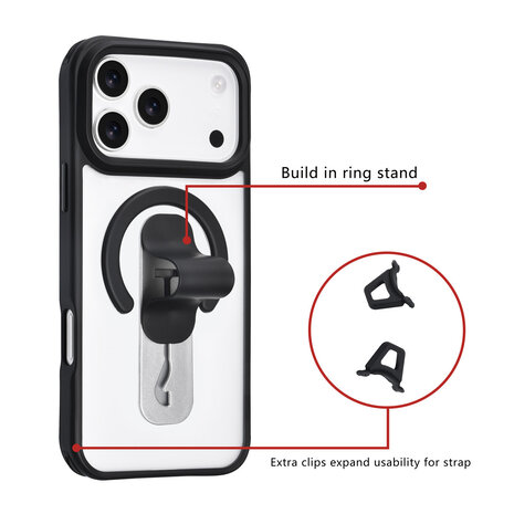 TUNIQ TUNIQ iPhone 17 Pro Max Back-Cover hul - Built-in Ring Stand - Antishock - Schwarz TUNIQ TUNIQ iPhone 17 Pro Max Back-Cover hul - Built-in Ring Stand - Antishock - Schwarz