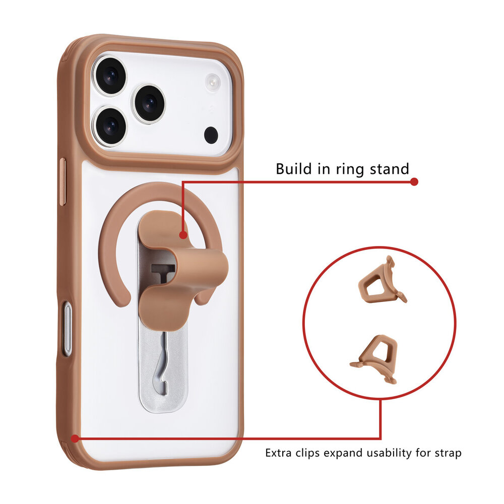 TUNIQ TUNIQ iPhone 17 Pro Max Back cover case - Built-in Ring Stand - Antishock - Gold TUNIQ TUNIQ iPhone 17 Pro Max Back cover case - Built-in Ring Stand - Antishock - Gold