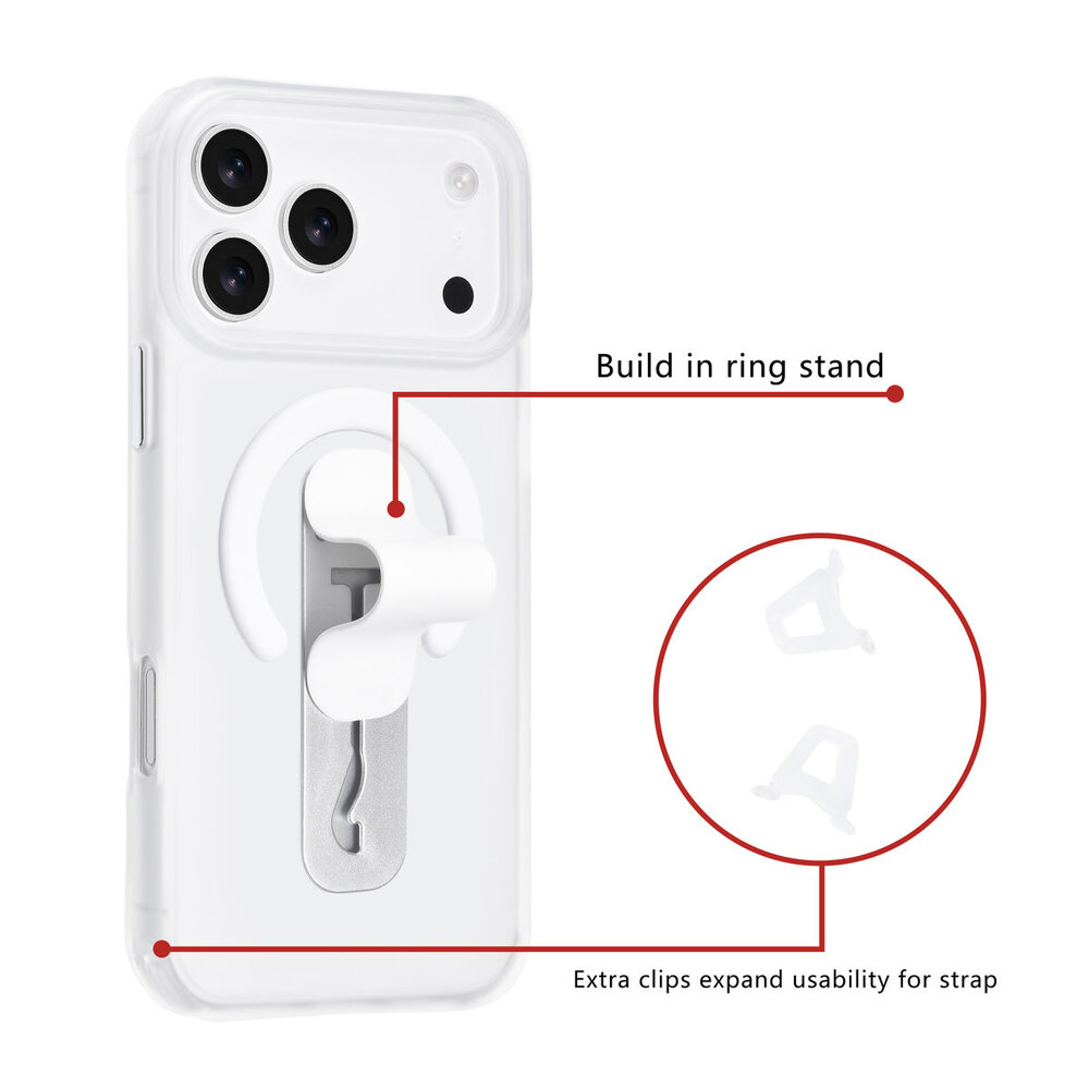 TUNIQ TUNIQ iPhone 17 Pro Max Back-Cover hul - Built-in Ring Stand - Antishock - Silber