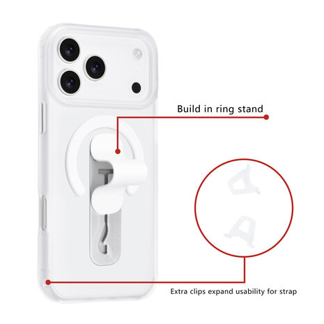 TUNIQ TUNIQ iPhone 17 Pro Max Back-Cover hul - Built-in Ring Stand - Antishock - Silber