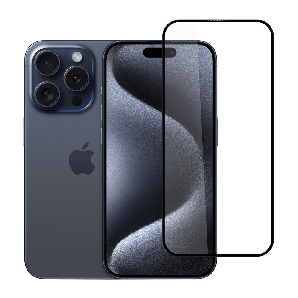 TUNIQ box of 10 - TUNIQ iPhone 15 Pro Screenprotector - 10D Full coverage Screenprotector - Zwarte Rand TUNIQ box of 10 - TUNIQ iPhone 15 Pro Screenprotector - 10D Full coverage Screenprotector - Zwarte Rand