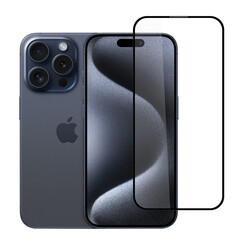 box of 10 -  TUNIQ iPhone 15 Pro Screenprotector - 10D Full coverage Screenprotector - Zwarte Rand