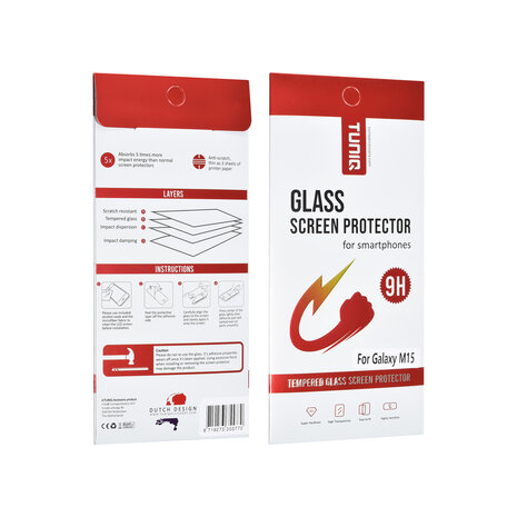 TUNIQ box of 10 - TUNIQ Galaxy M15 Screenprotector - Tempered Glass - Transparant TUNIQ box of 10 - TUNIQ Galaxy M15 Screenprotector - Tempered Glass - Transparant