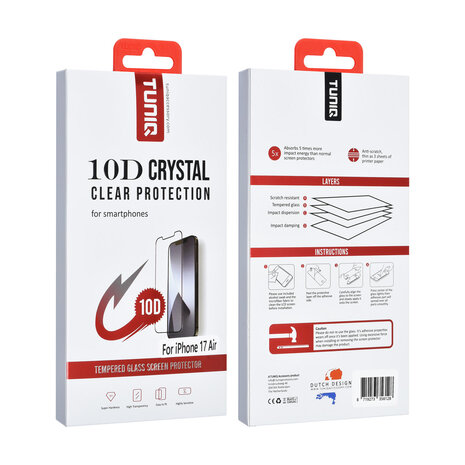 TUNIQ Box of 10 - TUNIQ iPhone 17 Air Display Schutzglas - 10D Full Coverage Displayschutzfolie - Schwarze Rand TUNIQ Box of 10 - TUNIQ iPhone 17 Air Display Schutzglas - 10D Full Coverage Displayschutzfolie - Schwarze Rand