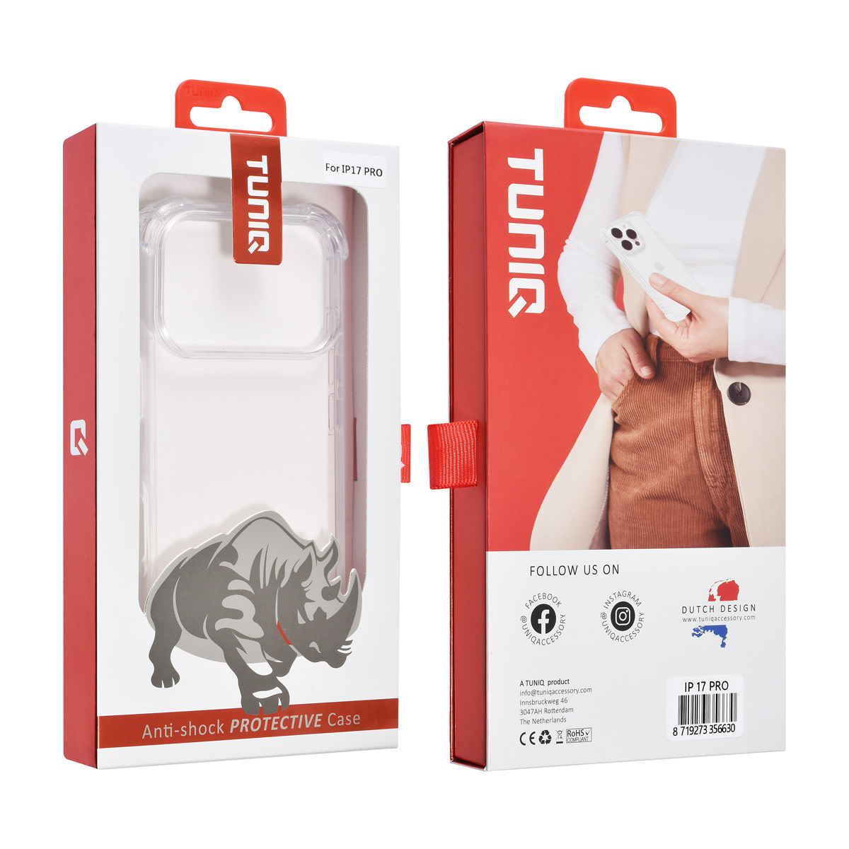 TUNIQ TUNIQ iPhone 17 Pro Backcover hoesje - Transparant - Antishock, foto 3 van 3