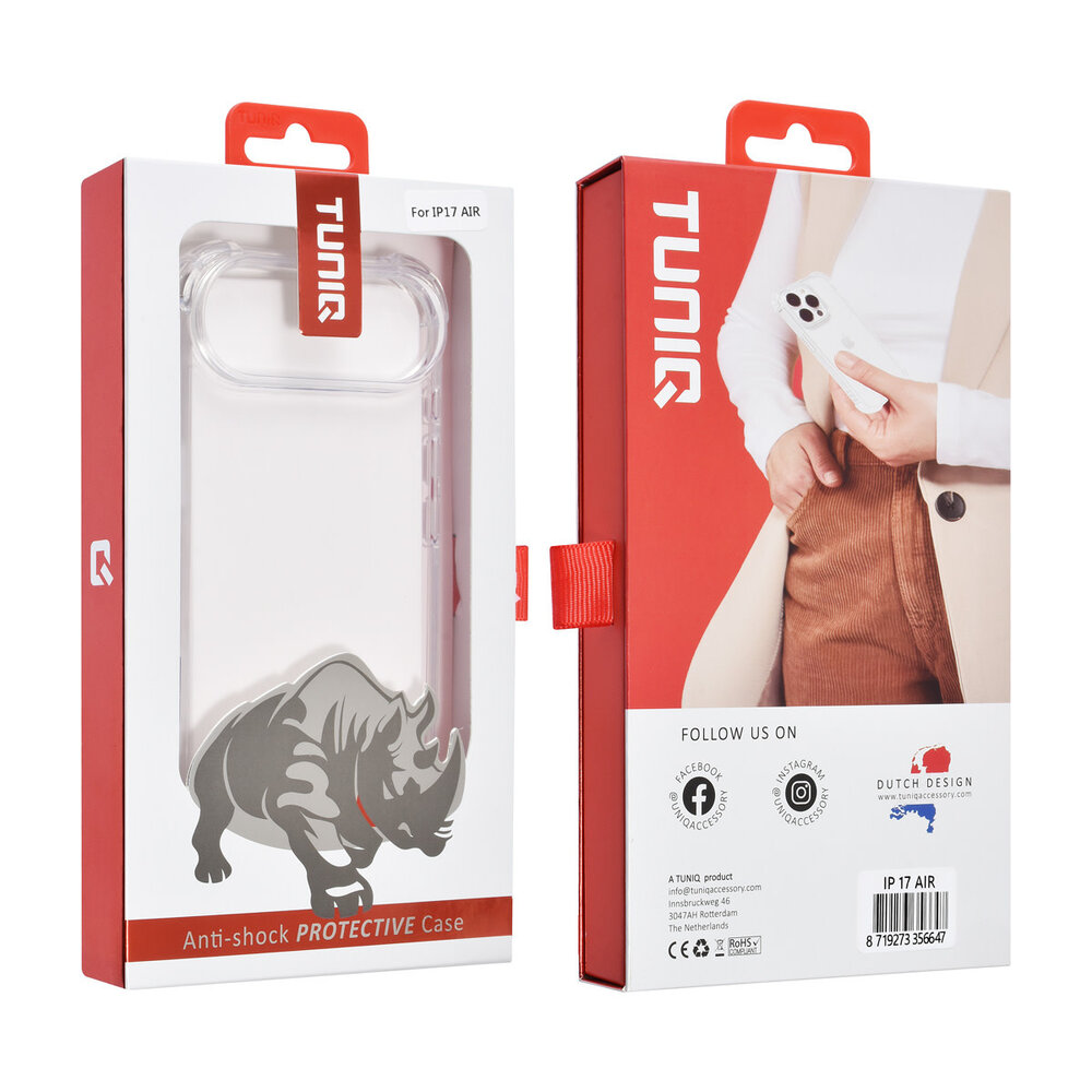 TUNIQ TUNIQ iPhone 17 Air Back cover coque - Transparent - Antishock TUNIQ TUNIQ iPhone 17 Air Back cover coque - Transparent - Antishock