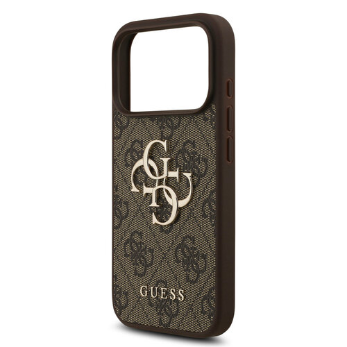 Guess Guess iPhone 17 Pro/iPhone 18 Pro Coque arrière 4G Grand logo métallique - Marron
