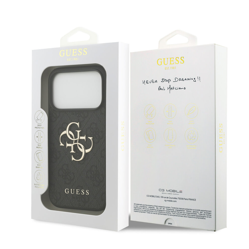 Guess Guess iPhone 17 Pro Backcover hoesje - 4G - Big Metal Logo - Zwart Guess Guess iPhone 17 Pro Backcover hoesje - 4G - Big Metal Logo - Zwart