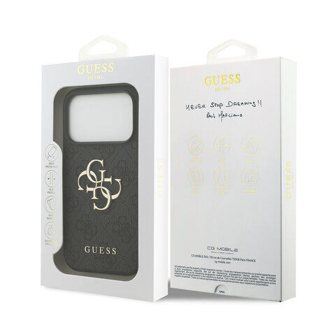 Guess Guess iPhone 17 Pro Back-Cover hul - 4G - Big Metal Logo - Schwarz Guess Guess iPhone 17 Pro Back-Cover hul - 4G - Big Metal Logo - Schwarz