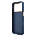 Guess Guess iPhone 17 Pro/iPhone 18 Pro Handyhülle 4G Großes Metalllogo Goldfarbener Rand - Blau