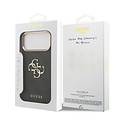 Guess Guess iPhone 17 Pro Max/iPhone 18 Pro Max Handyhülle 4G Großes Metalllogo Goldfarbener Rand - Schwarz
