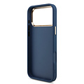 Guess Guess iPhone 17 Pro Max/iPhone 18 Pro Max Coque arrière 4G Grand logo métallique Bord doré - Bleu