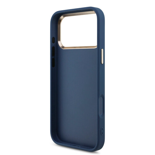 Guess Guess iPhone 17 Pro Max/iPhone 18 Pro Max Handyhülle 4G Großes Metalllogo Goldfarbener Rand - Blau